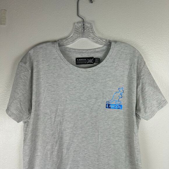 Kangol Women's T-Shirt Size XL Gray Blue Metallic Logo Kangaroo Short Sleeve - Picture 4 of 5